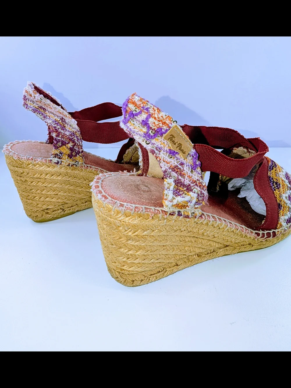 Toni Pons Womens 6.5 Multicolor Canvas Espadrille Wedge Sandals